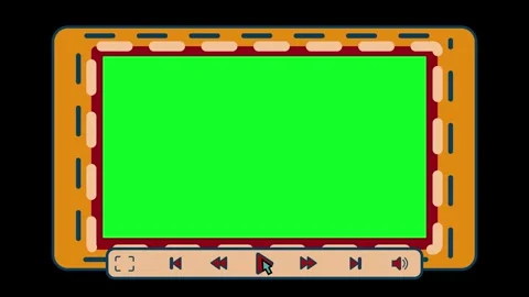 Retro groovy 80s media player in vintage colors. Mouse click on play Stock Footage 290089340