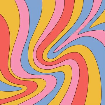 Retro groovy background with rainbow stripes. Abstract colourful and textured Stock Illustration
