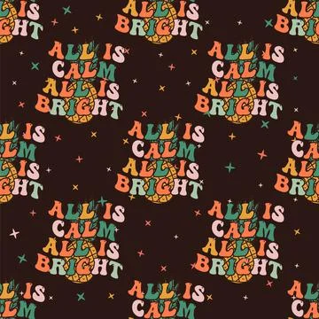 Retro Groovy Christmas seamless pattern with . Cute Holidays background Stock Illustration