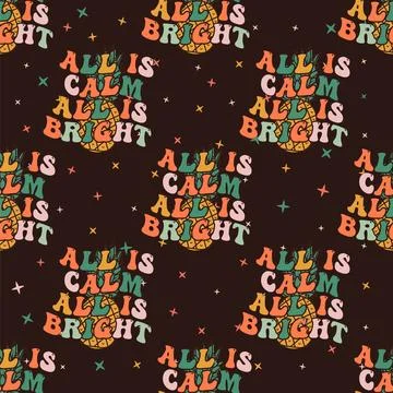 Retro Groovy Christmas seamless pattern with . Cute Holidays background Stock Illustration