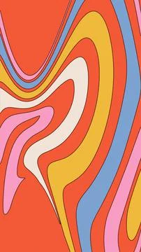 Retro Groovy distorted rainbow background template. 4k vertical screen size Stock Illustration