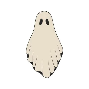 Retro groovy ghost. Isolated on white background vector Stock Illustration