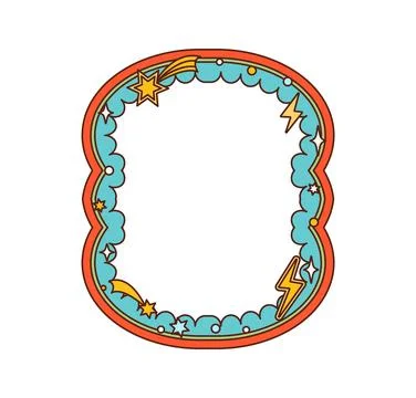 Retro groovy oval frame with orange border イラスト素材
