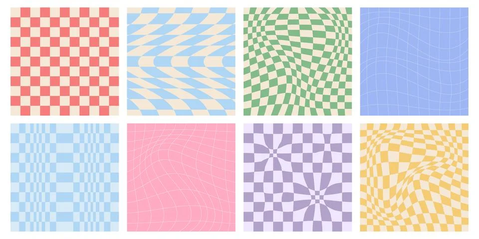 Retro groovy pattern with y2k checker backgrounds Stock Illustration