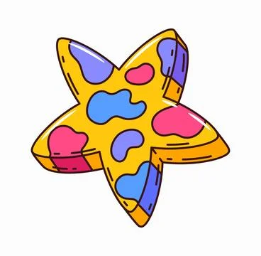 Retro groovy spotted star element or decoration Stock Illustration