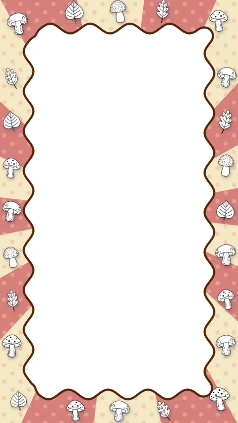 Retro Groovy Wavy Frame Animation with Mushroom and Leaf Stickers Stock Footage 345703668