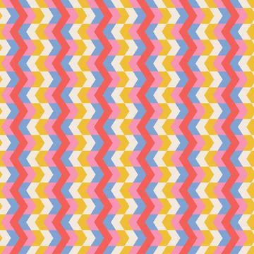 Retro Groovy Zigzag Psychedelic seamless pattern. Checkerboard in 70s years 库存插图