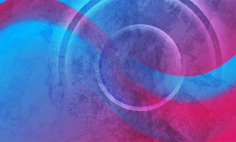 Retro grunge abstract background with soft wave and linear circles Illustrazione stock
