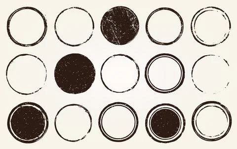 Retro Grunge circle stamps frames vector icon shape set Stock Illustration
