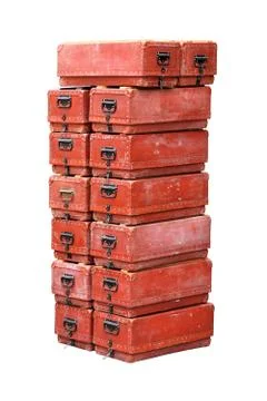 Retro grunge metal boxes stack Foto stock