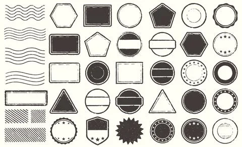 Retro Grunge postage Stamps frames vector shape set Stock Illustration