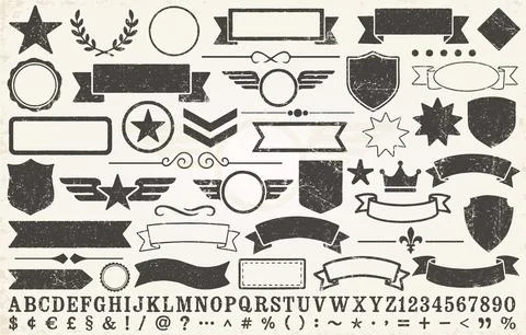 Retro Grunge postage Stamps Frames Vector Shape Set With Letters Stock Illustration