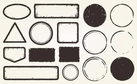 Retro Grunge postage Stamps frames vector shape set Stock Illustration