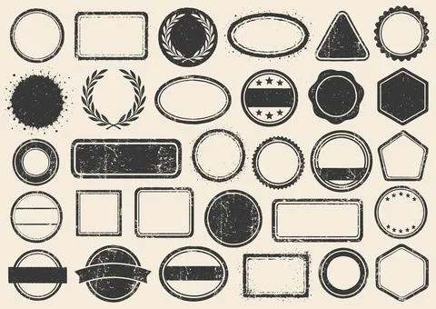 Retro Grunge Stamps frames vector icon shape set Illustrazione stock
