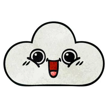 Retro grunge texture cartoon cloud Stock Illustration