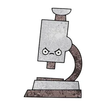 Retro grunge texture cartoon microscope 스톡 일러스트