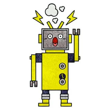 Retro grunge texture cartoon robot Illustrazione stock