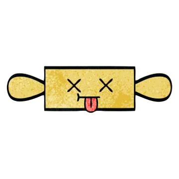 Retro grunge texture cartoon rolling pin Stock Illustration