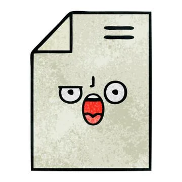 Retro grunge texture cartoon sheet of paper Stock Illustration