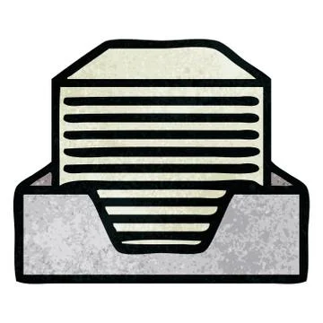 Retro grunge texture cartoon stack of office papers Stock Illustration