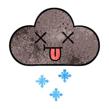 Retro grunge texture cartoon storm snow  cloud Stock Illustration