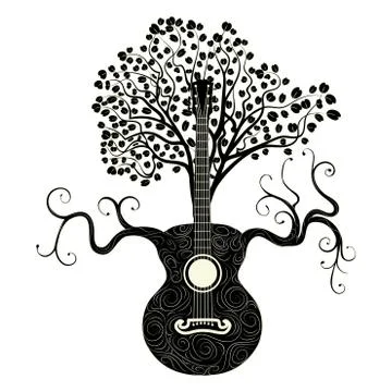 Retro guitar tree Stock Illustration