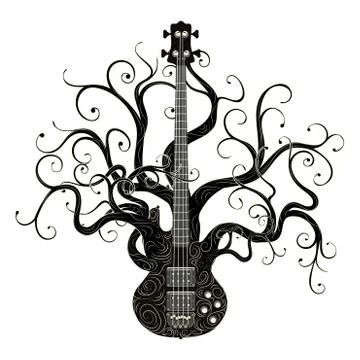 Retro guitar tree Stock Illustration