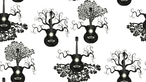 Retro guitar tree Ilustración de archivo