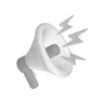Retro halftone collage 3d pop art Loudspeaker announces crazy promotions. Dotted Stock Illustration