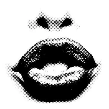 Retro halftone collage elements for mixed media design. Mouth in halftone 스톡 일러스트