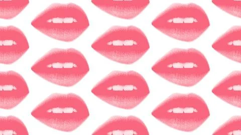 Retro halftone mouth seamless pattern. Modern collage elements with Woman's Stock Illustration