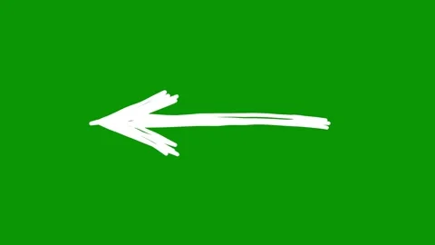Retro hand drawn arrow pointing left on green screen. Backwards direction Stock-Footage 346823780