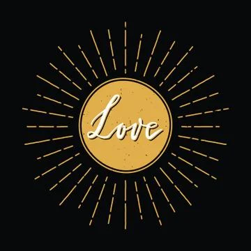 Retro hand drawn composition for Valentines Day with Lettering Stock Illustration
