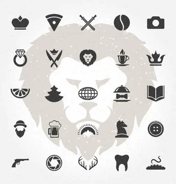 Retro Hand Drawn Objects and Icons Vector Design Elements Stock Illustration