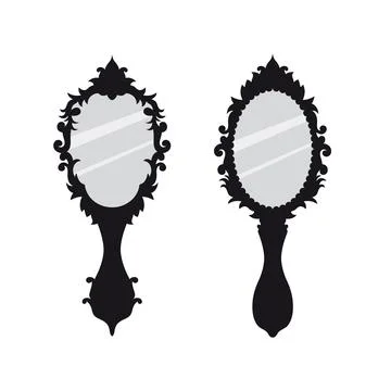 Retro hand mirror in gothic style Stock Illustration