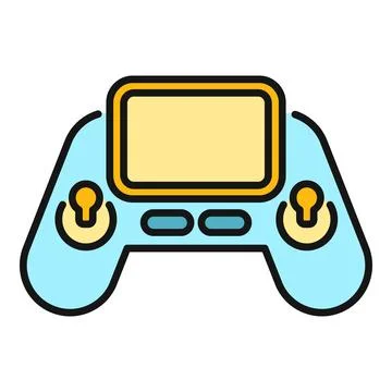 Retro handheld video game console playing concept Stock Illustration