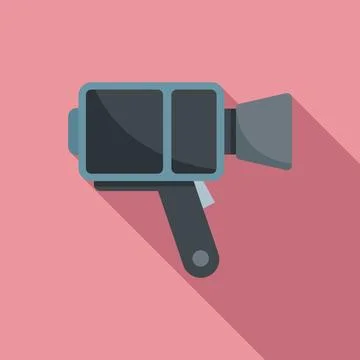 Retro handle camera icon flat . Video camcorder Illustrazione stock