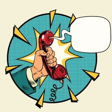 Retro handset in hand Stock Illustration