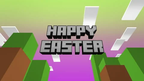Retro Happy Easter text on game pattern Stock Footage 233406942
