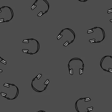 Retro headphones vector seamless pattern 库存插图