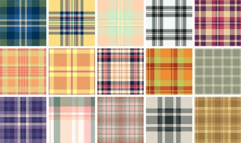 Retro heritage plaid pattern pack. Seamless tartan vector background perfect  Illustrazione stock