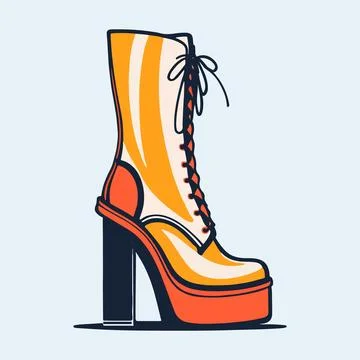 Retro high heel platform boots illustration. Stock-Illustration