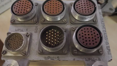 Retro, High-Quality, Complex Multi-Pin Connectors Stock Footage 242451843