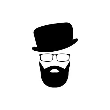 Retro hipster in glasses hat with beard template Stock Illustration