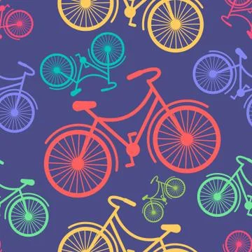 Retro hipster styled different colored bycicles 库存插图