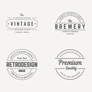 Retro hipster typography Elements Template for clothes shop, cafe, beer sho.. Ilustración de archivo