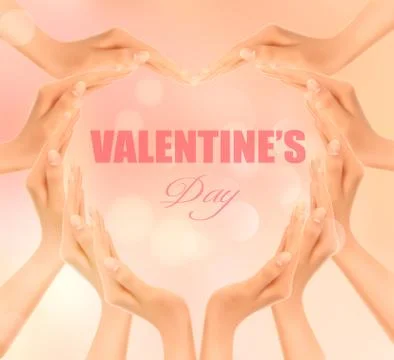 Retro holiday background with hands making a heart. valentine's day. vector i Stock Photos