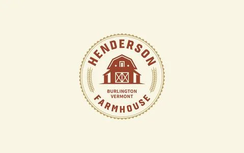 Retro homestead barn wheat vector emblem helping rural businesses establish a Stock Illustration