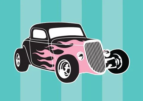 Retro Hot Rod Vector Graphic Stock Illustration
