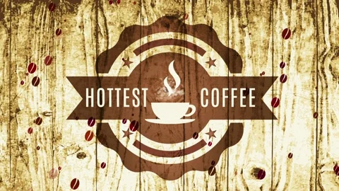 Retro hottest coffee mug mark with pyrography style graphic on monochromatic Stock Footage 130927853